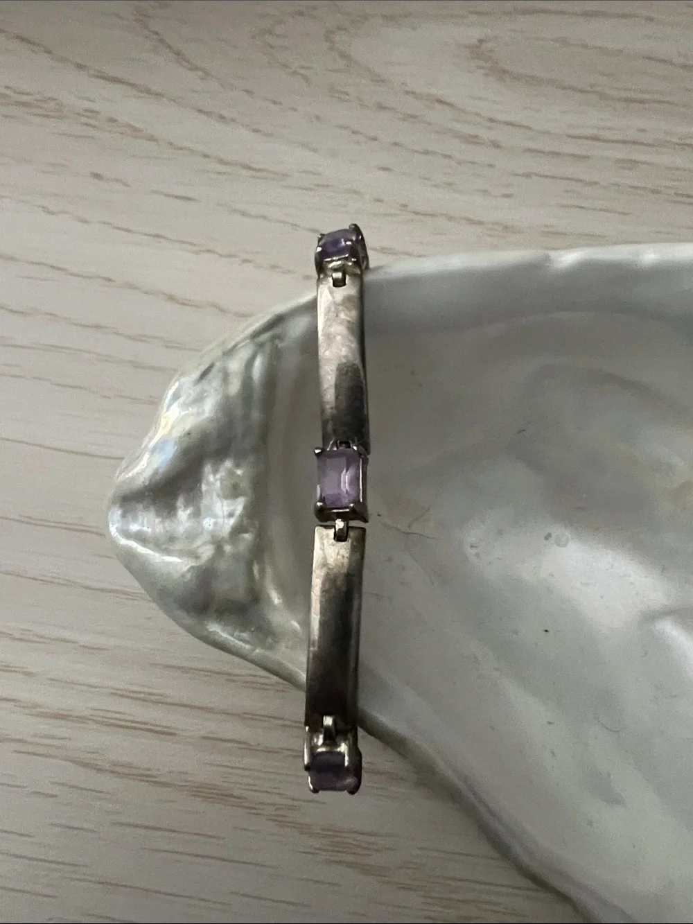 Sterling Silver Bracelet with Light Purple Gemstones
